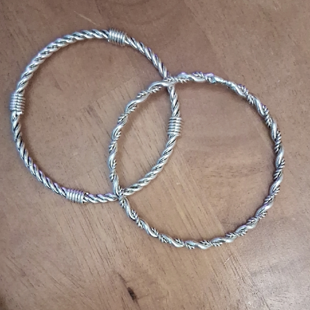 New Silver Twisted Rope Bangles WEDDING SET